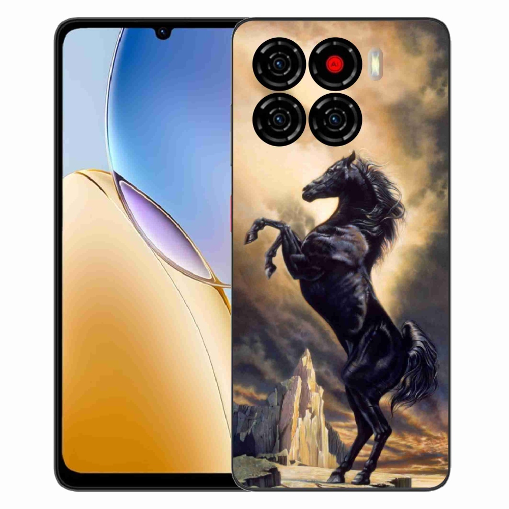 Gelový kryt mmCase na ZTE Blade A56 - černý kreslený kůň
