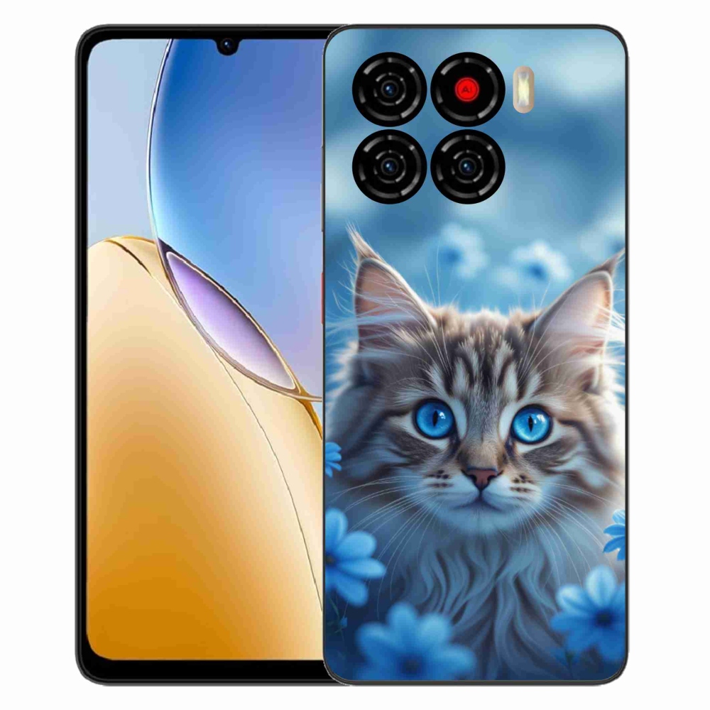 Gelový kryt mmCase na ZTE Blade A56 - koťátko v modrých květech