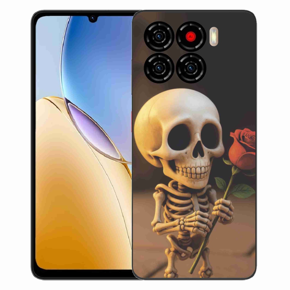 Gelový kryt mmCase na ZTE Blade A56 - kostlivec s růží