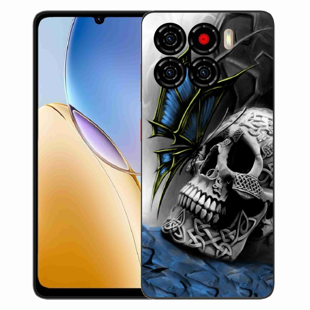 Gelový kryt mmCase na ZTE Blade A56 - motýl a lebka