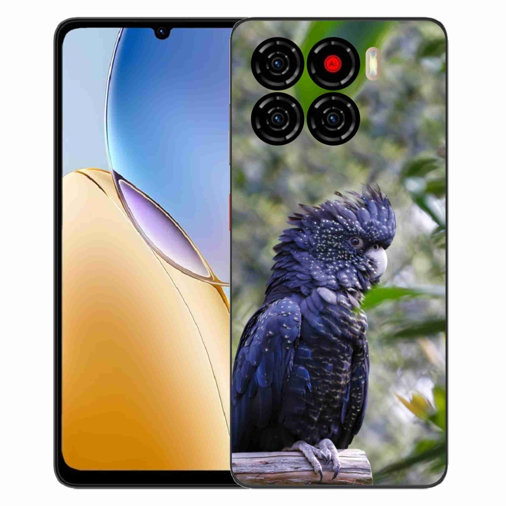 Gelový kryt mmCase na ZTE Blade A56 - papoušek kakadu černý
