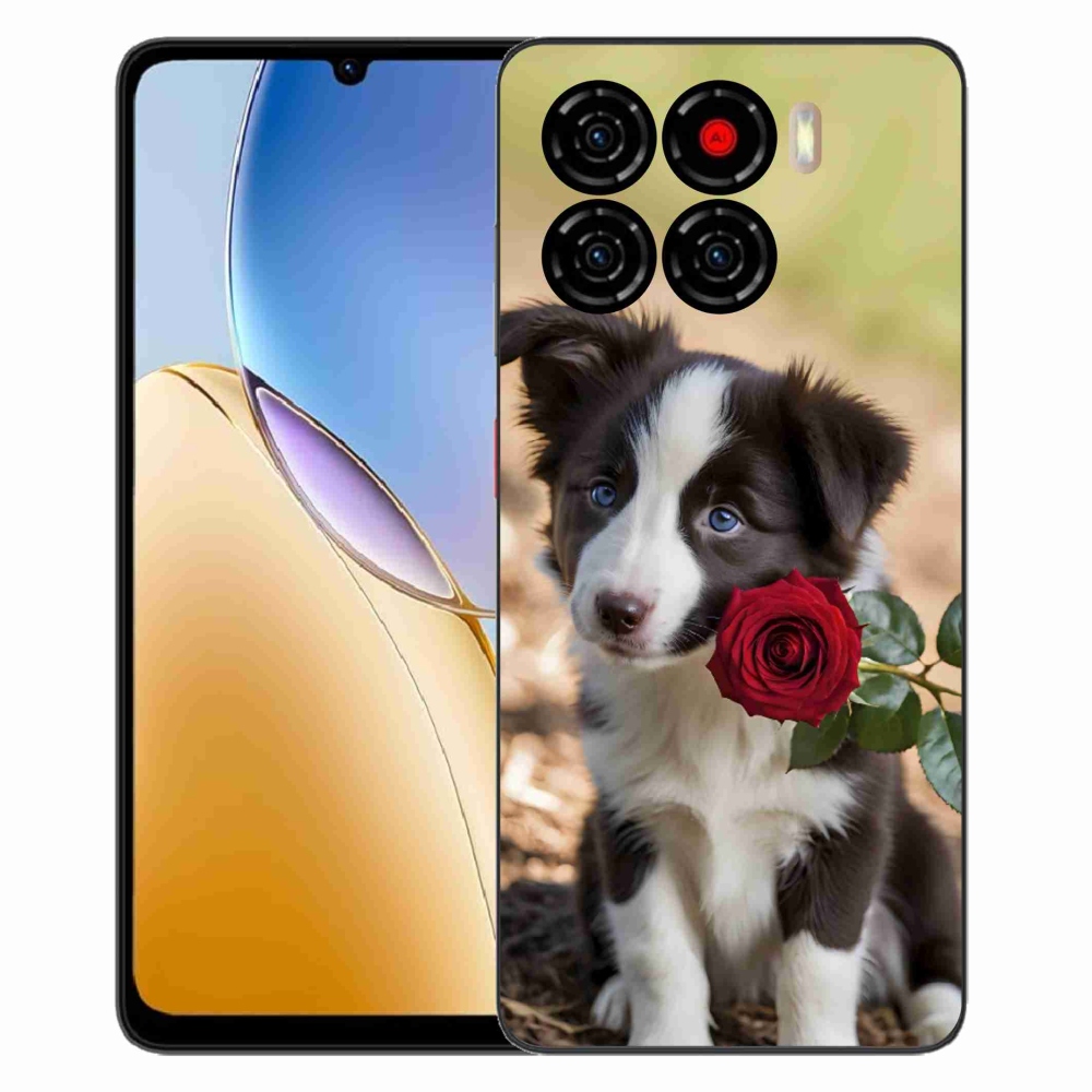 Gelový kryt mmCase na ZTE Blade A56 - roztomilá border kolie s růží