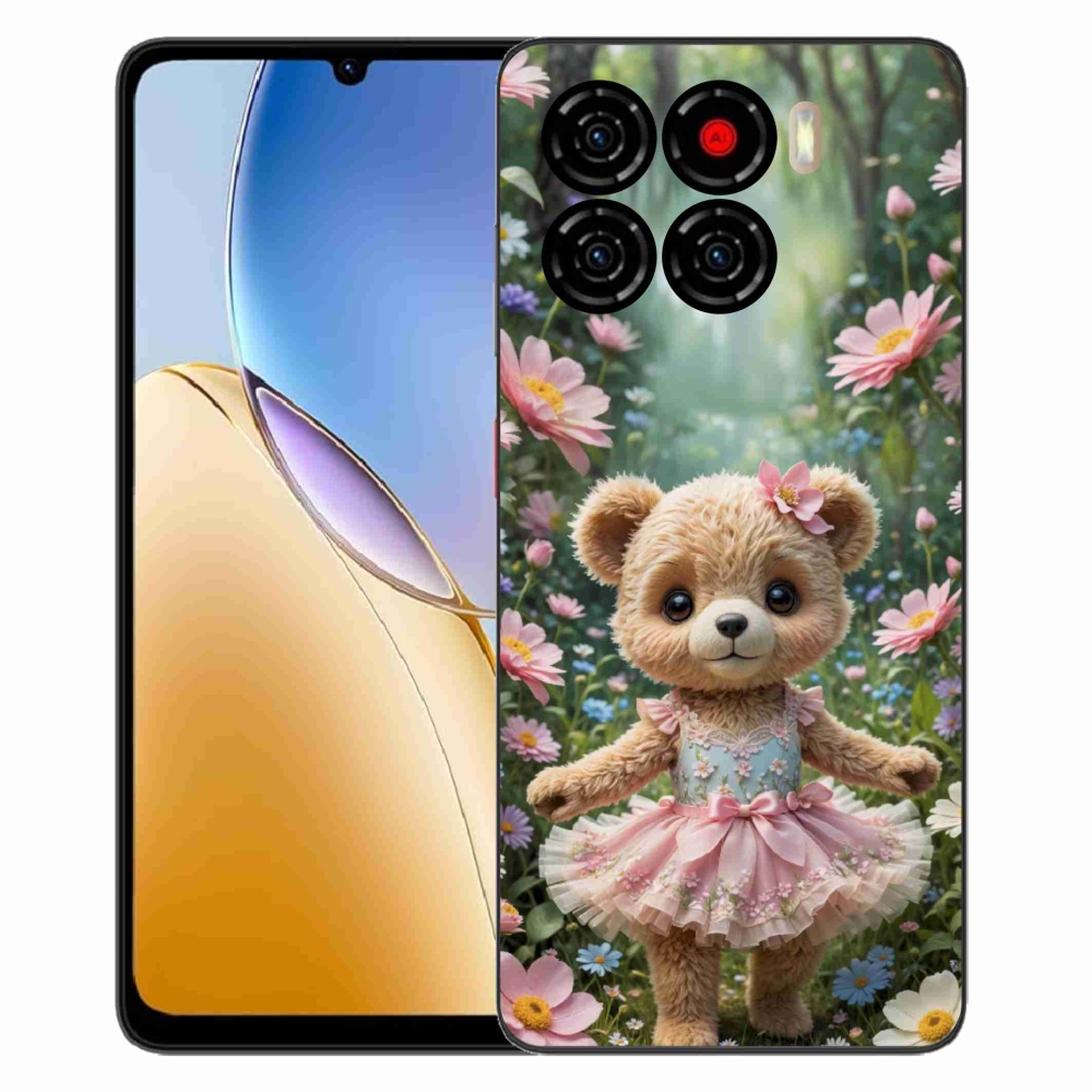 Gelový kryt mmCase na ZTE Blade A56 - roztomilý medvídek v květinách