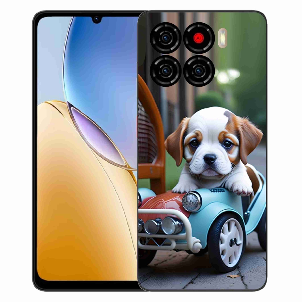 Gelový kryt mmCase na ZTE Blade A56 - štěně v retro autě