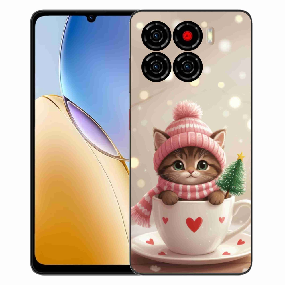 Gelový kryt mmCase na ZTE Blade A56 - vánoční kotě v hrnku
