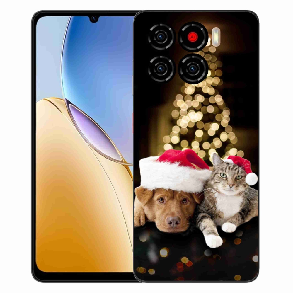 Gelový kryt mmCase na ZTE Blade A56 - vánoční pes a kočka