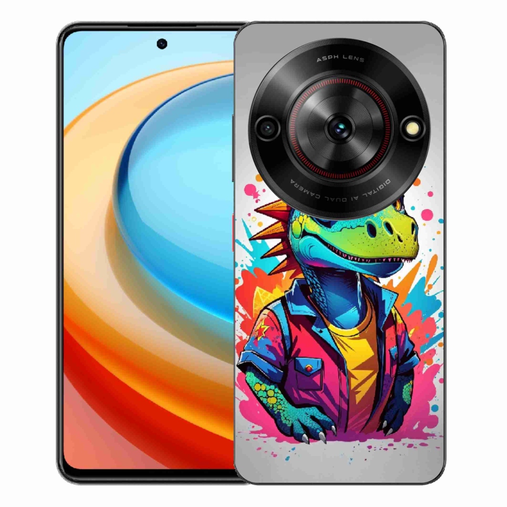 Gelový kryt mmCase na ZTE Blade A75 - barevný dinosaurus