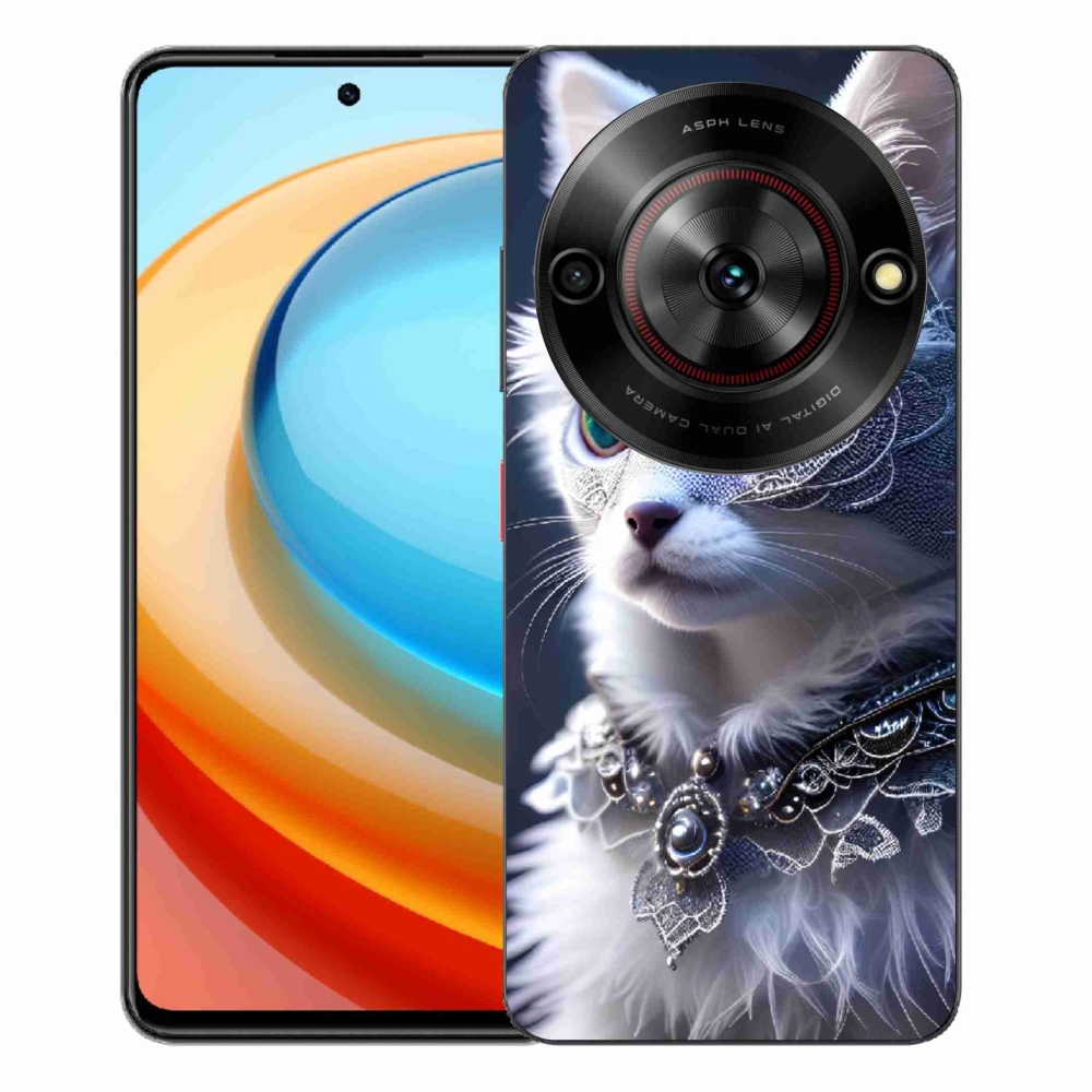 Gelový kryt mmCase na ZTE Blade A75 - bílá kočka
