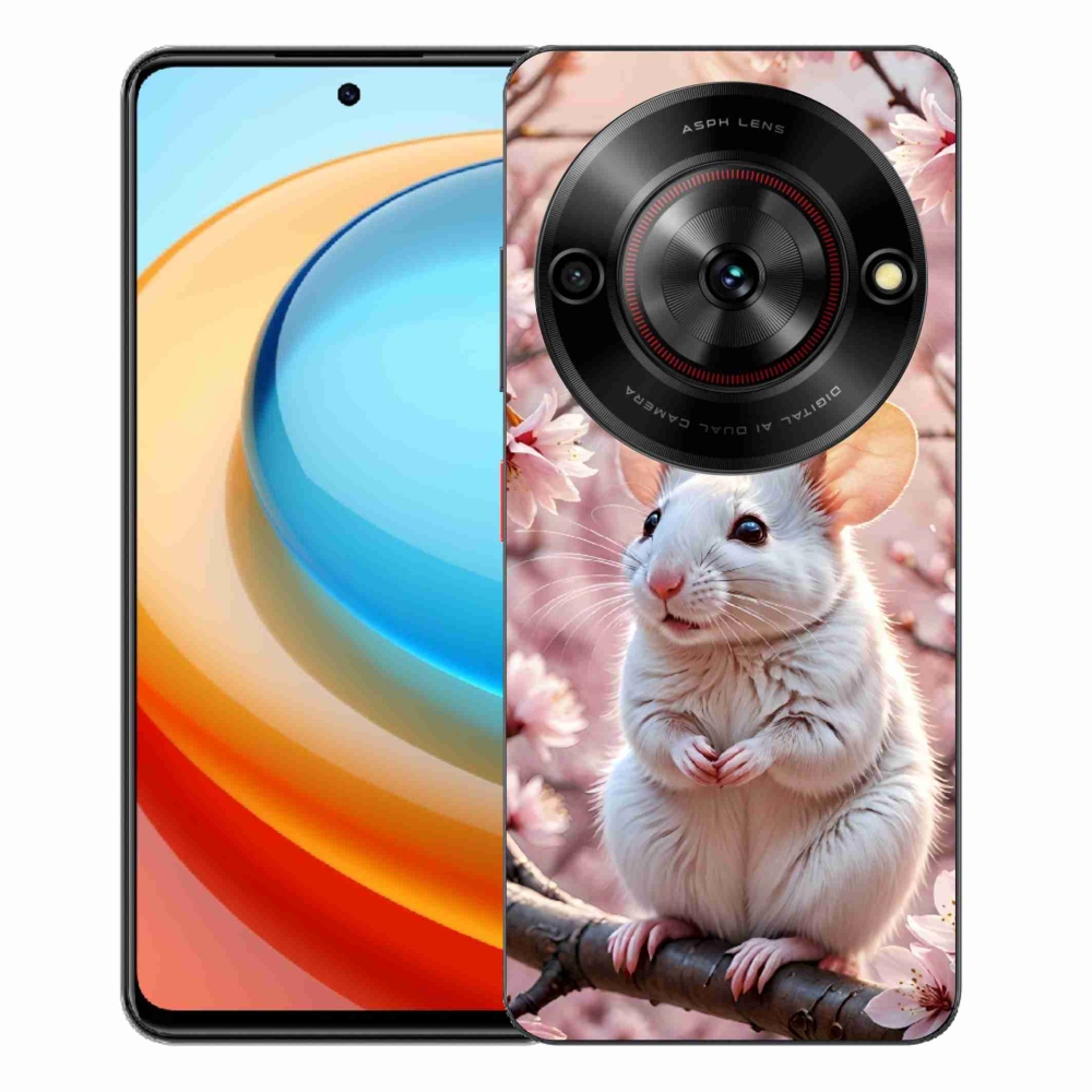Gelový kryt mmCase na ZTE Blade A75 - bílá myš na větvi