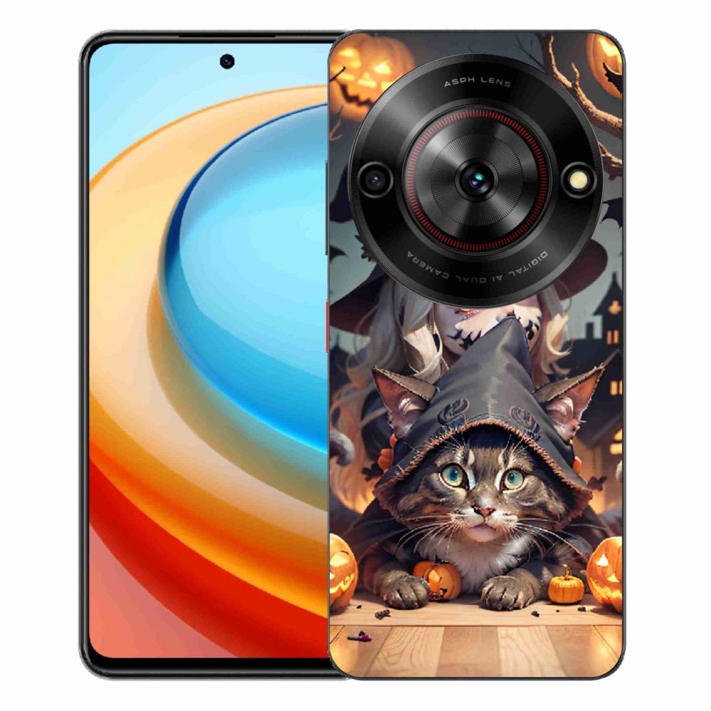 Gelový kryt mmCase na ZTE Blade A75 - čarodějnice s kočkou