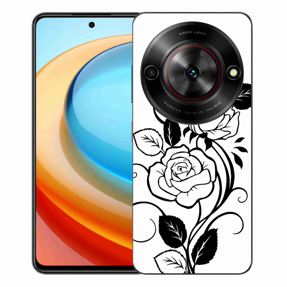 Gelový kryt mmCase na ZTE Blade A75 - černobílá růže
