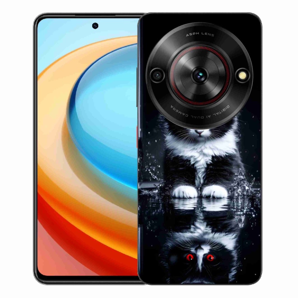 Gelový kryt mmCase na ZTE Blade A75 - černobílé kotě