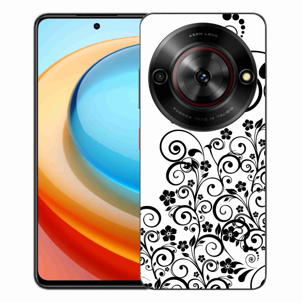 Gelový kryt mmCase na ZTE Blade A75 - černobílé květinové vzory