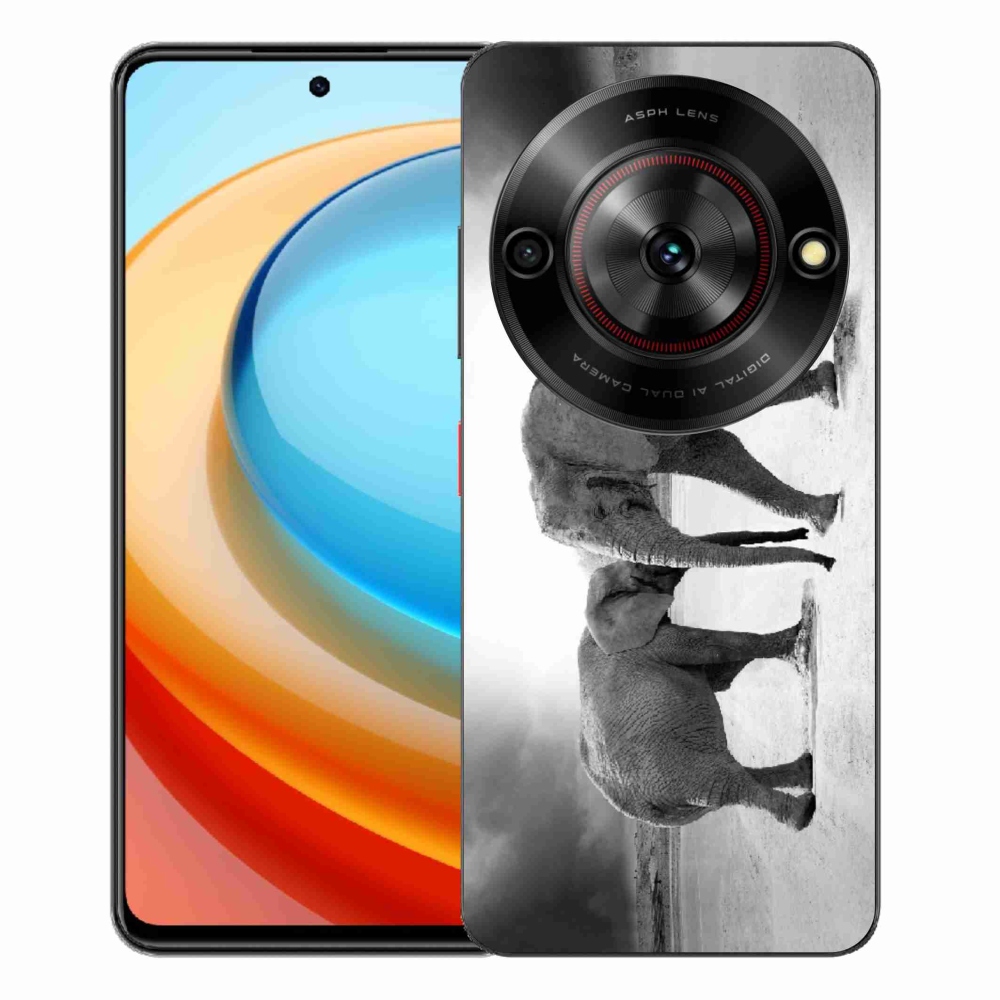 Gelový kryt mmCase na ZTE Blade A75 - černobílí sloni