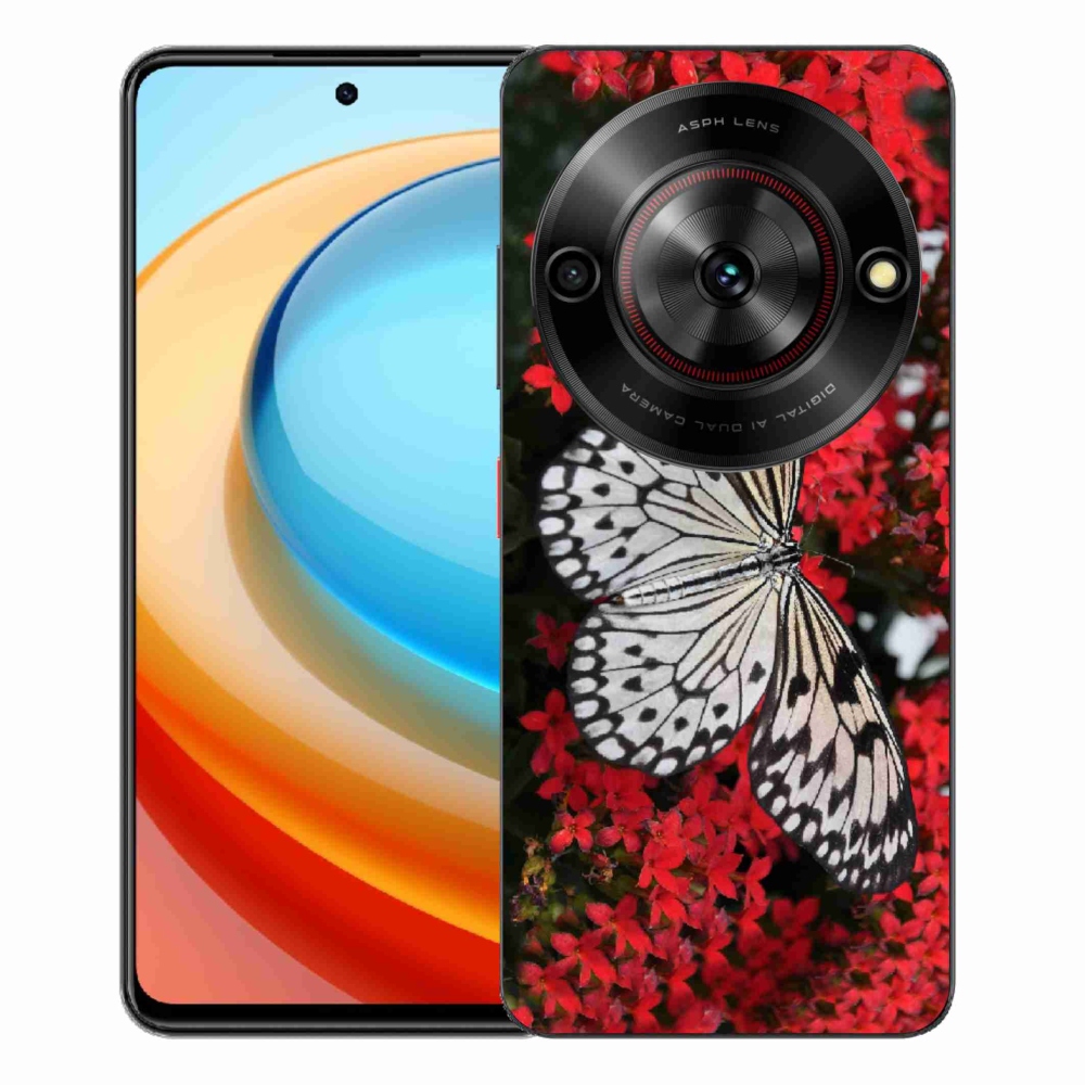 Gelový kryt mmCase na ZTE Blade A75 - černobílý motýl 1