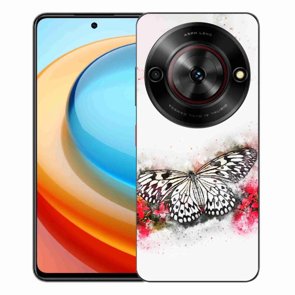 Gelový kryt mmCase na ZTE Blade A75 - černobílý motýl