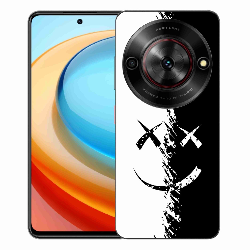 Gelový kryt mmCase na ZTE Blade A75 - černobílý smajlík