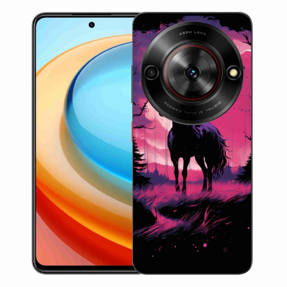 Gelový kryt mmCase na ZTE Blade A75 - černý kreslený kůň 1