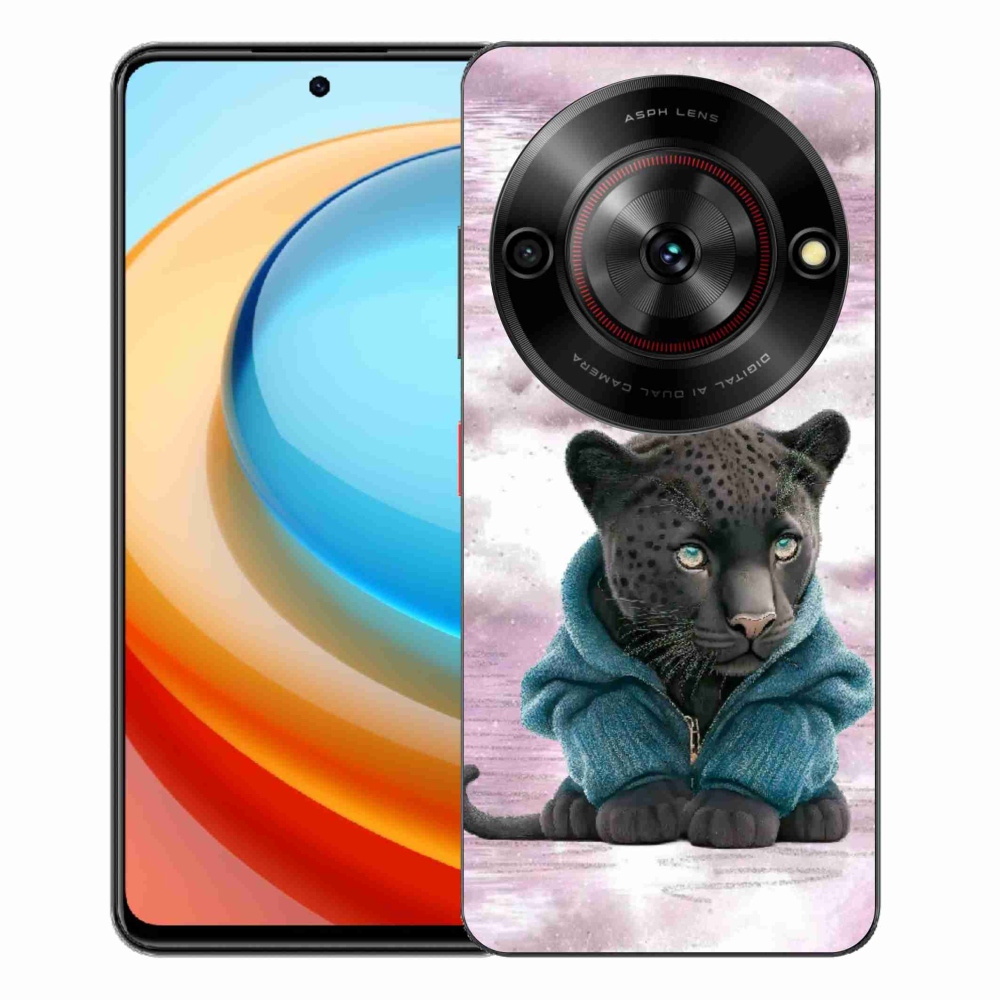 Gelový kryt mmCase na ZTE Blade A75 - černý panter ve svetru