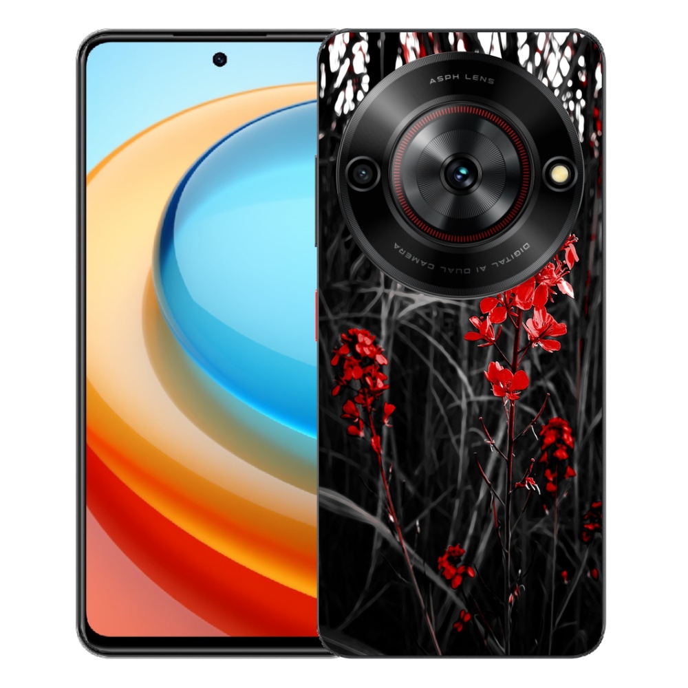 Gelový kryt mmCase na ZTE Blade A75 - červená rostlina