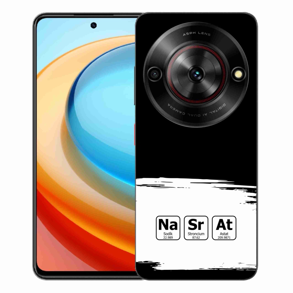 Gelový kryt mmCase na ZTE Blade A75 - chemické prvky bíločerné pozadí