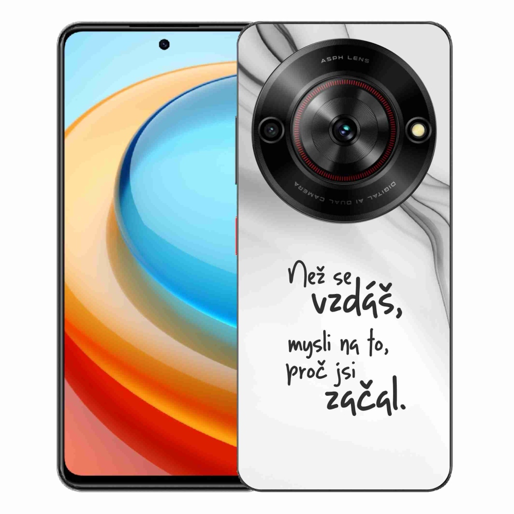 Gelový kryt mmCase na ZTE Blade A75 - citát 2 bílé pozadí