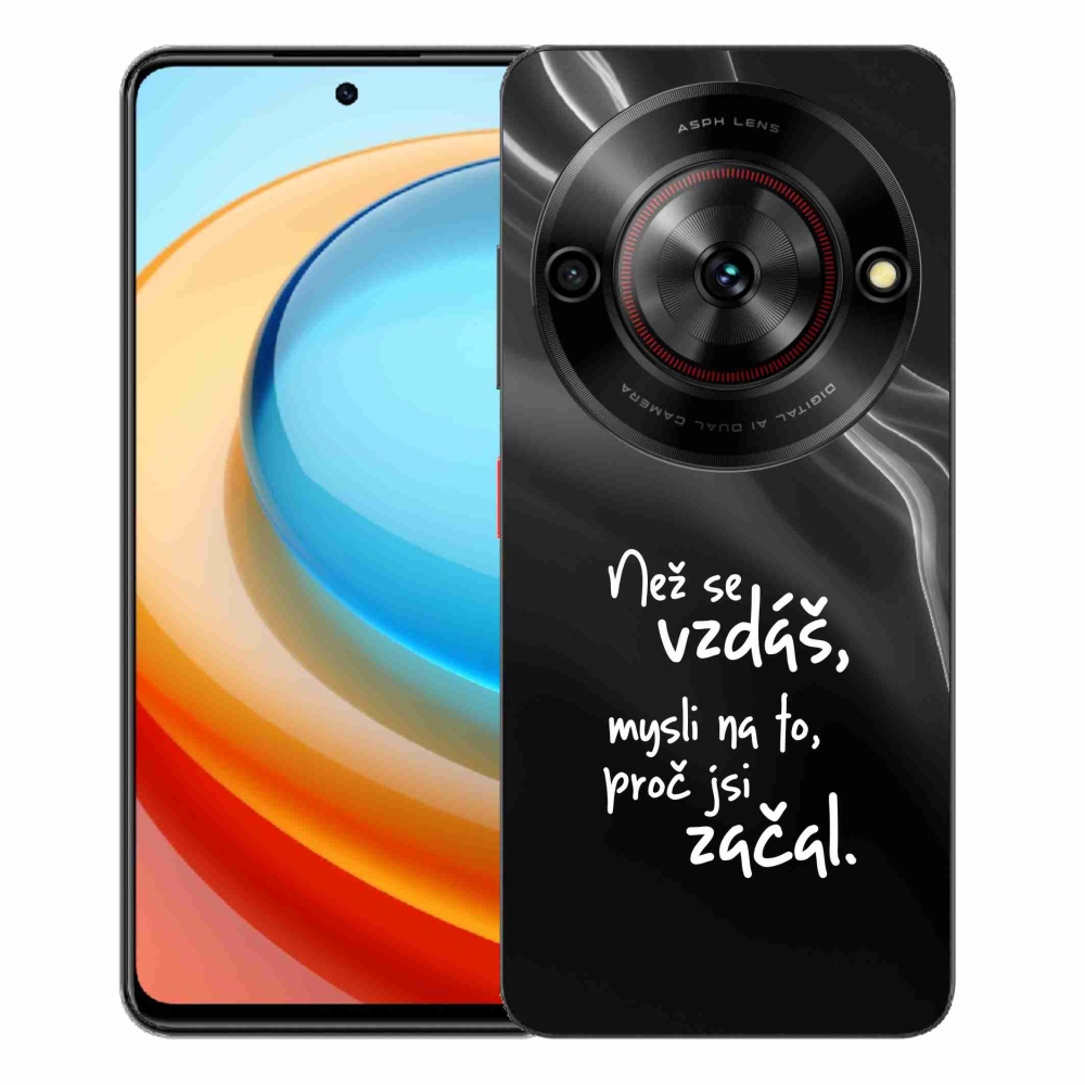 Gelový kryt mmCase na ZTE Blade A75 - citát 2 černé pozadí