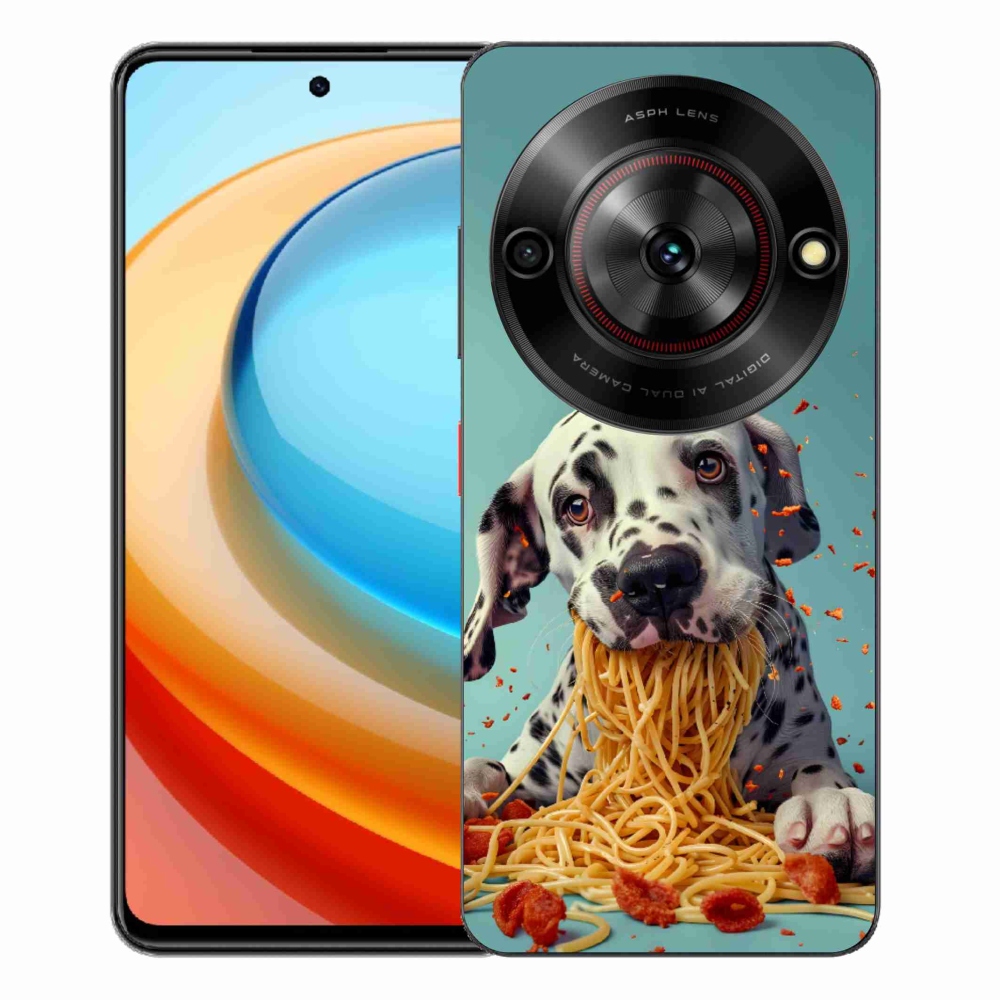 Gelový kryt mmCase na ZTE Blade A75 - dalmatin a špagety