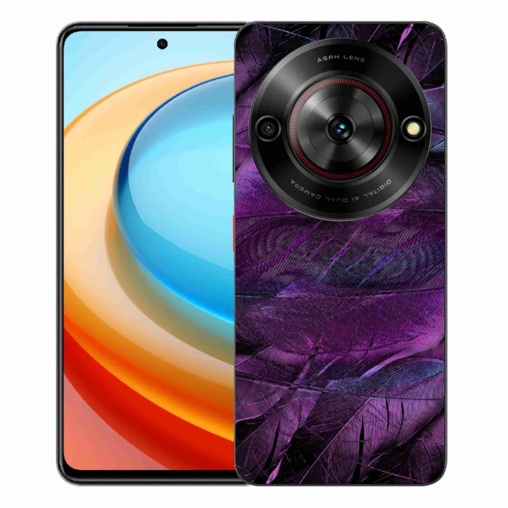 Gelový kryt mmCase na ZTE Blade A75 - fialová pírka