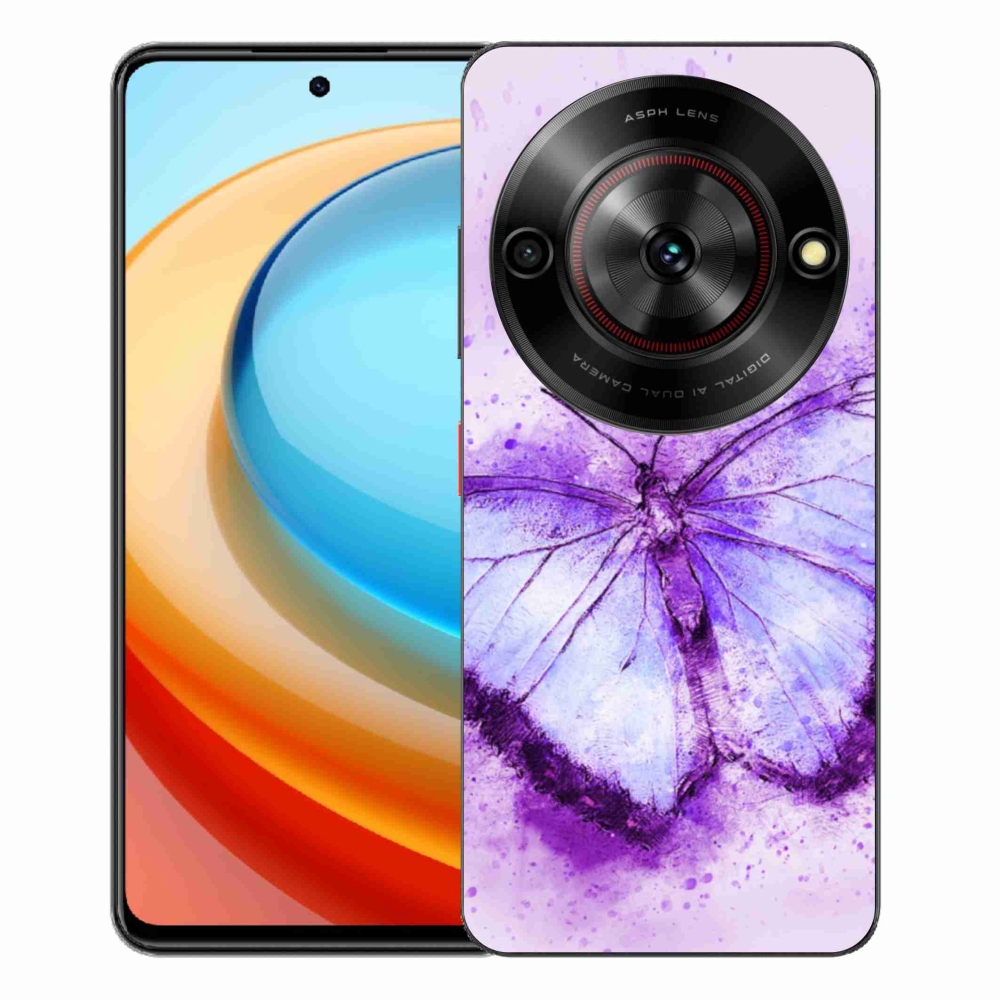 Gelový kryt mmCase na ZTE Blade A75 - fialový motýl