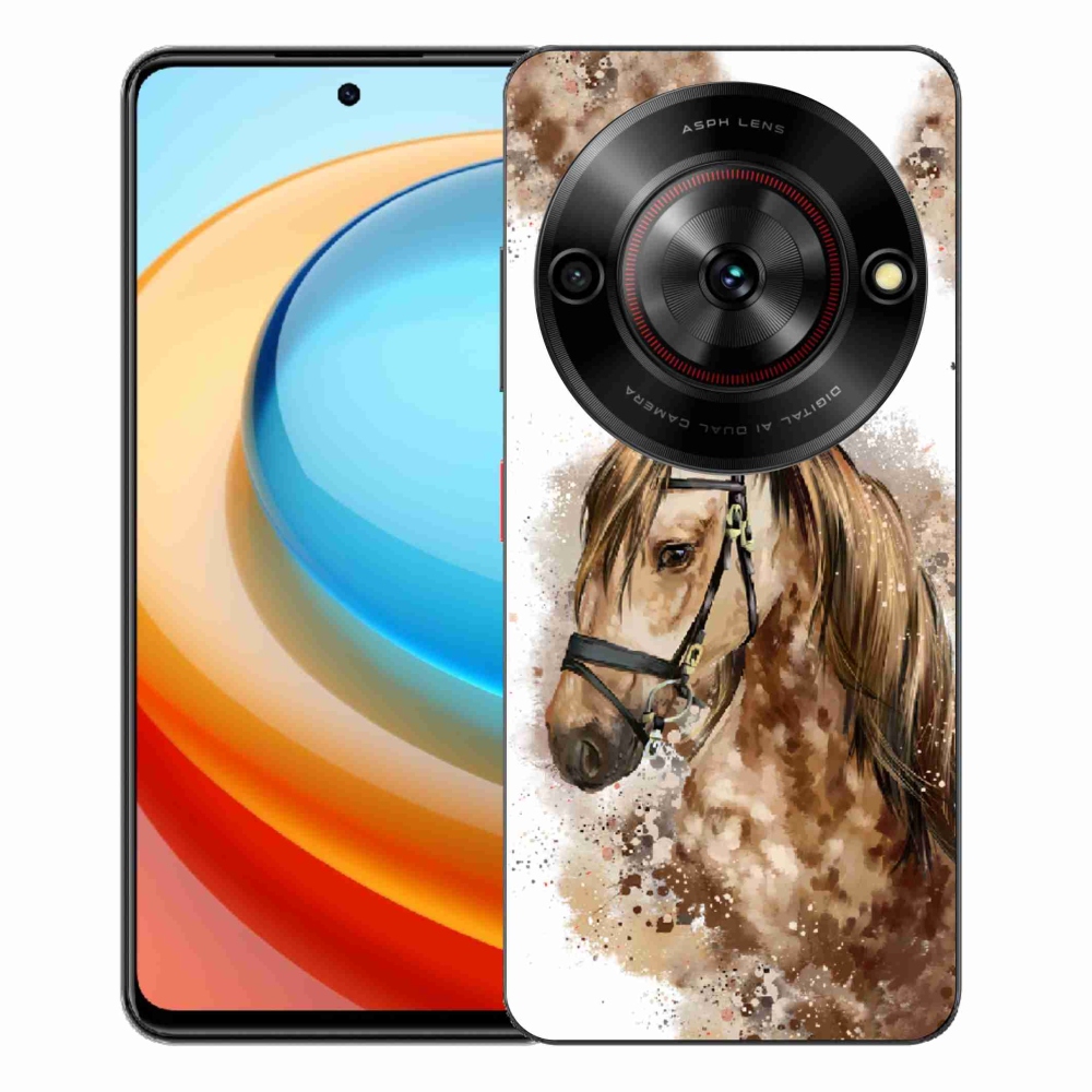 Gelový kryt mmCase na ZTE Blade A75 - hnědý kreslený kůň
