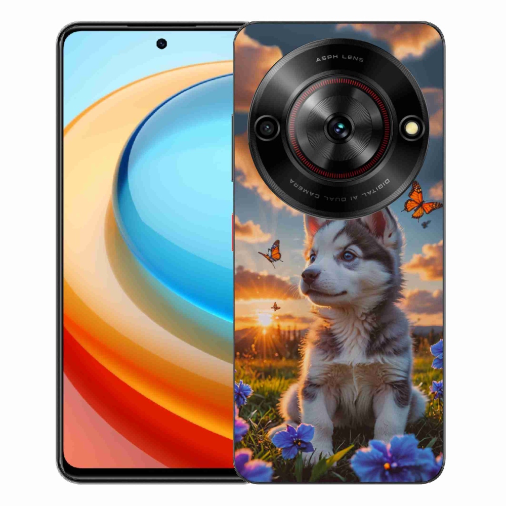 Gelový kryt mmCase na ZTE Blade A75 - husky při západu slunce