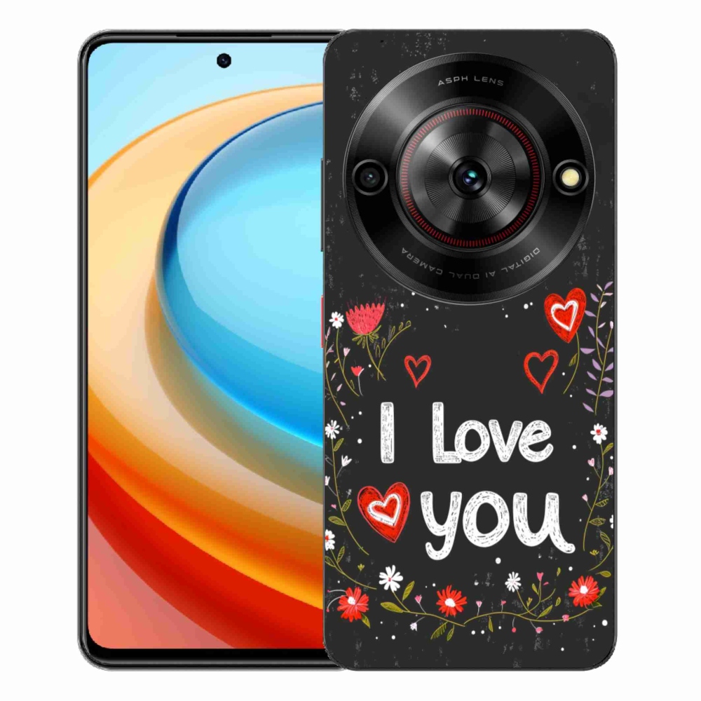 Gelový kryt mmCase na ZTE Blade A75 - I love you černé pozadí