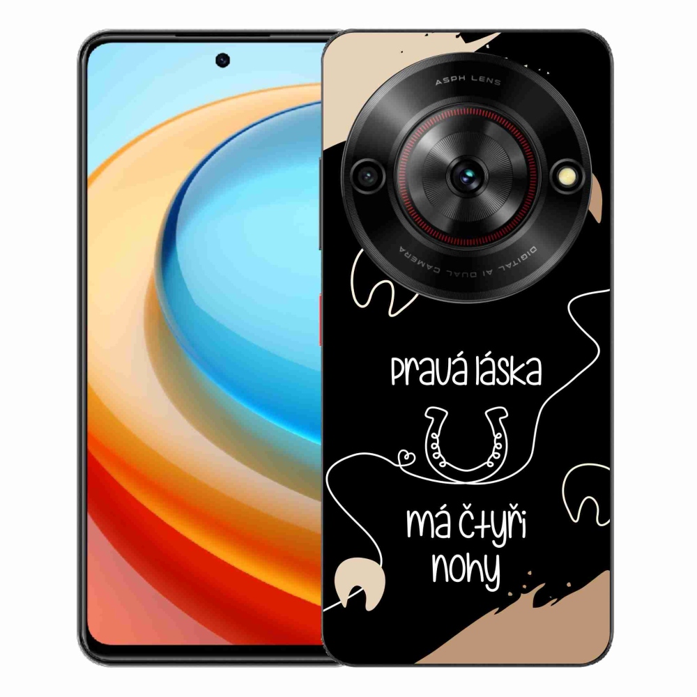 Gelový kryt mmCase na ZTE Blade A75 - koňský motiv černé pozadí