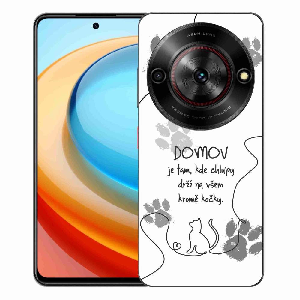 Gelový kryt mmCase na ZTE Blade A75 - kočičí motiv bílé pozadí