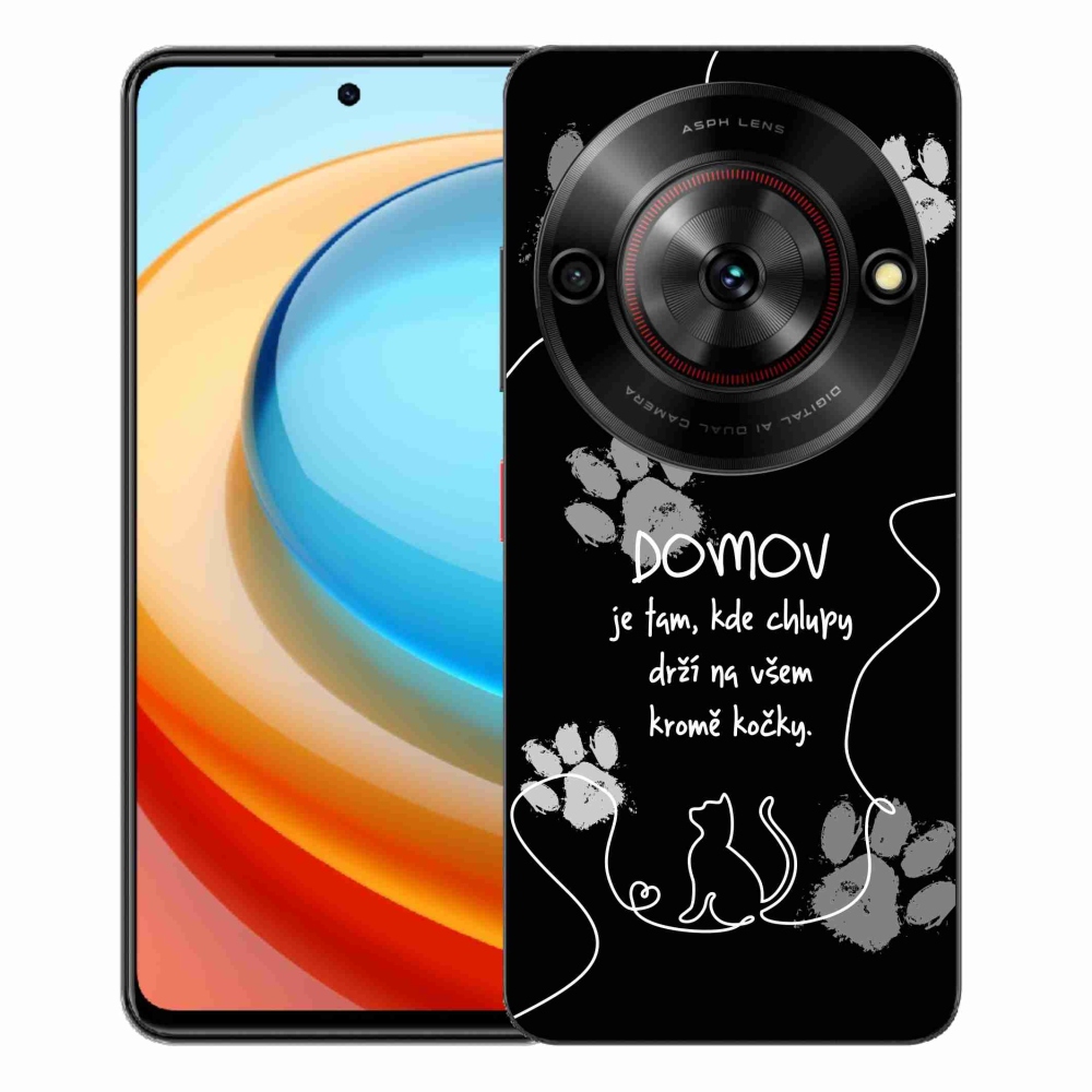 Gelový kryt mmCase na ZTE Blade A75 - kočičí motiv černé pozadí