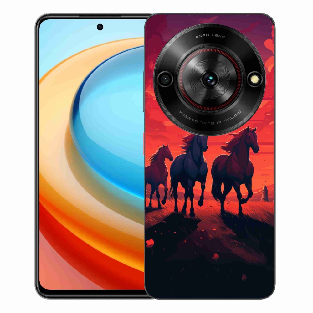 Gelový kryt mmCase na ZTE Blade A75 - koně a západ slunce