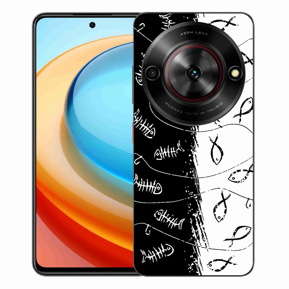 Gelový kryt mmCase na ZTE Blade A75 - kostry a rybky