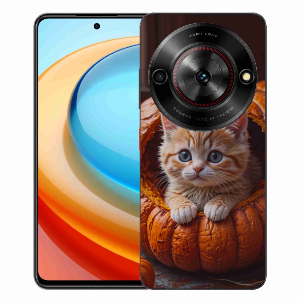 Gelový kryt mmCase na ZTE Blade A75 - kotě a dýně 2
