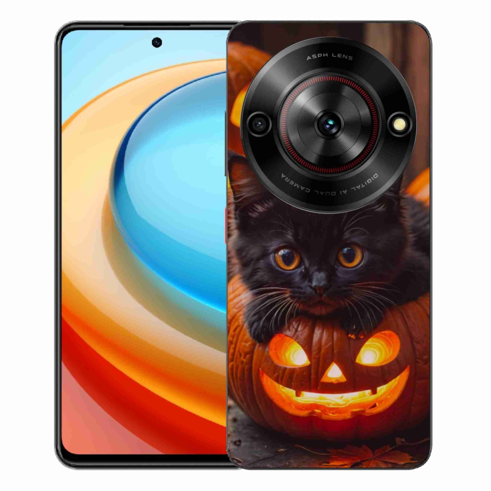 Gelový kryt mmCase na ZTE Blade A75 - kotě a dýně