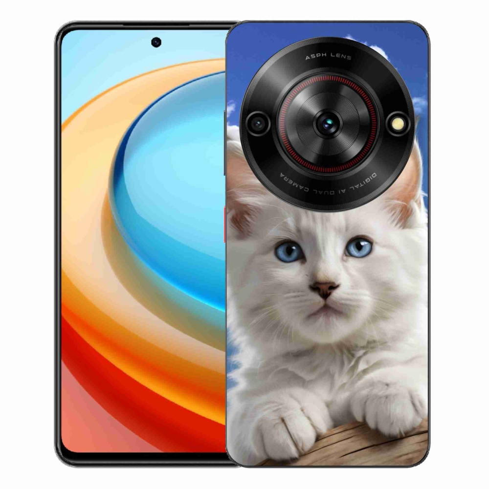 Gelový kryt mmCase na ZTE Blade A75 - kotě a oblaka