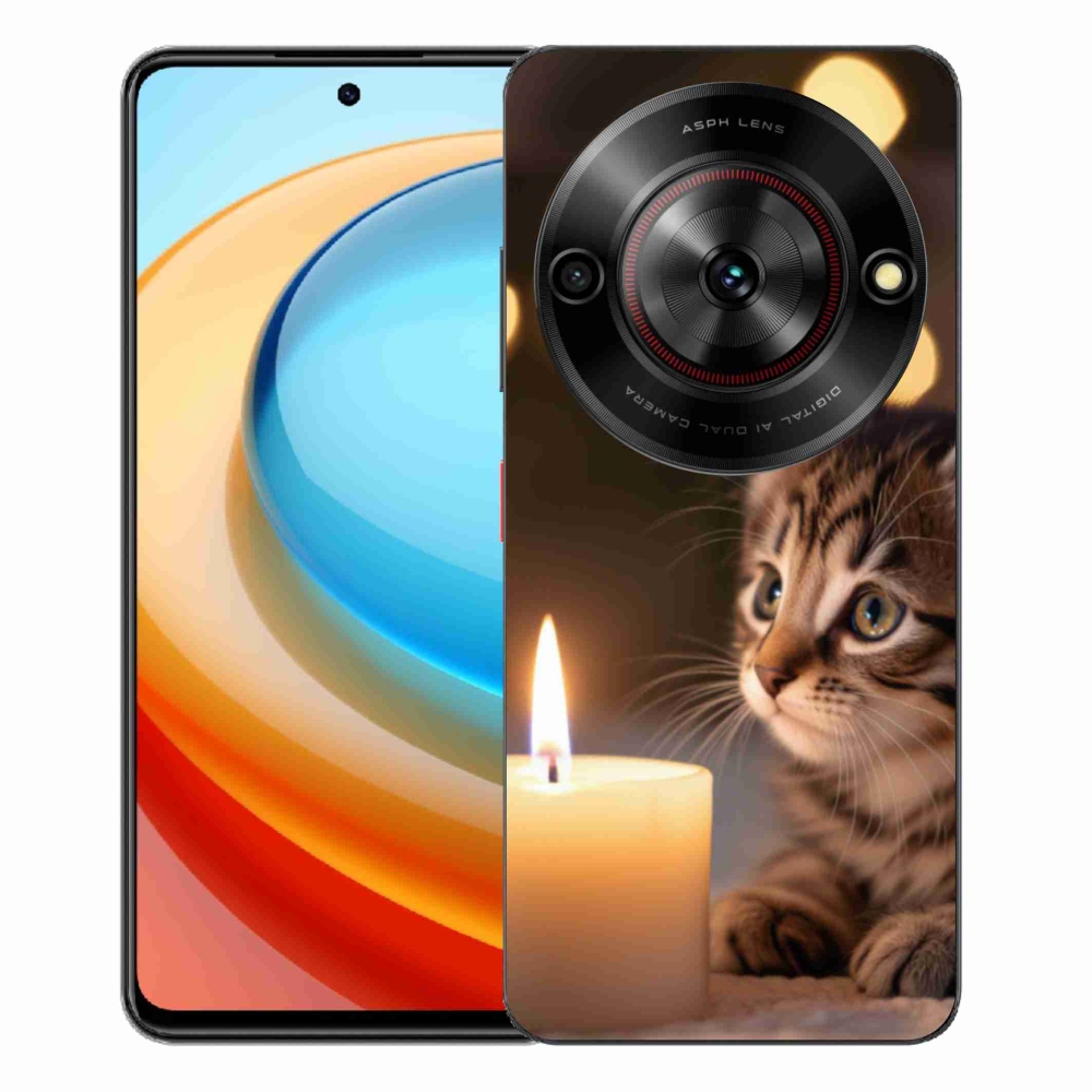 Gelový kryt mmCase na ZTE Blade A75 - kotě a svíčka