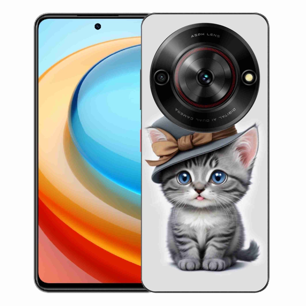 Gelový kryt mmCase na ZTE Blade A75 - kotě s kloboukem