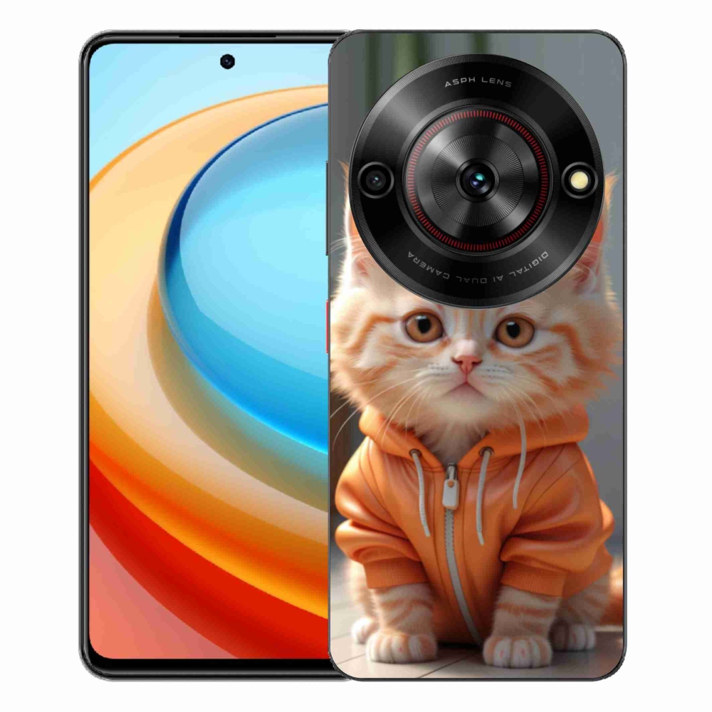 Gelový kryt mmCase na ZTE Blade A75 - kotě v mikině