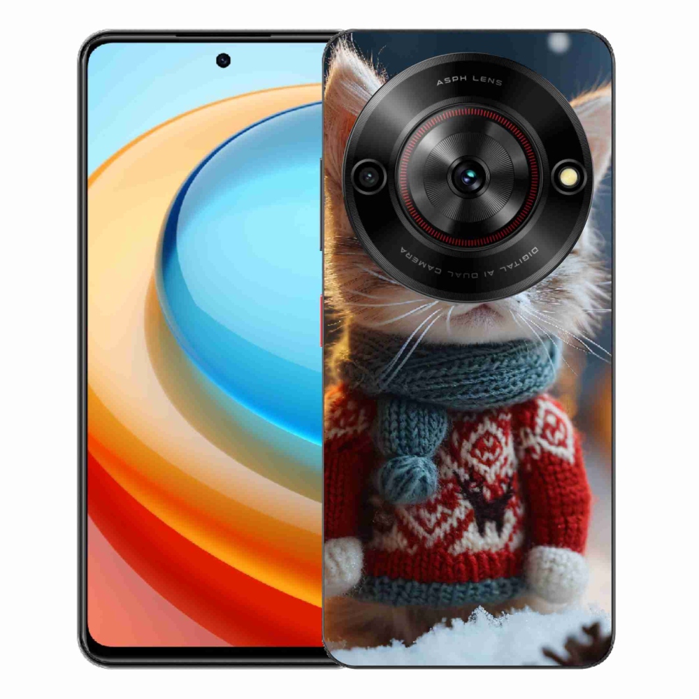 Gelový kryt mmCase na ZTE Blade A75 - kotě ve svetru