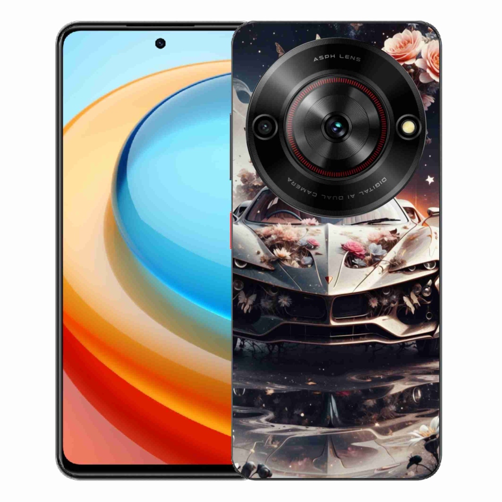 Gelový kryt mmCase na ZTE Blade A75 - květinový sportovní vůz