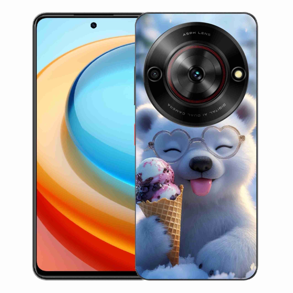Gelový kryt mmCase na ZTE Blade A75 - medvídek se zmrzlinou