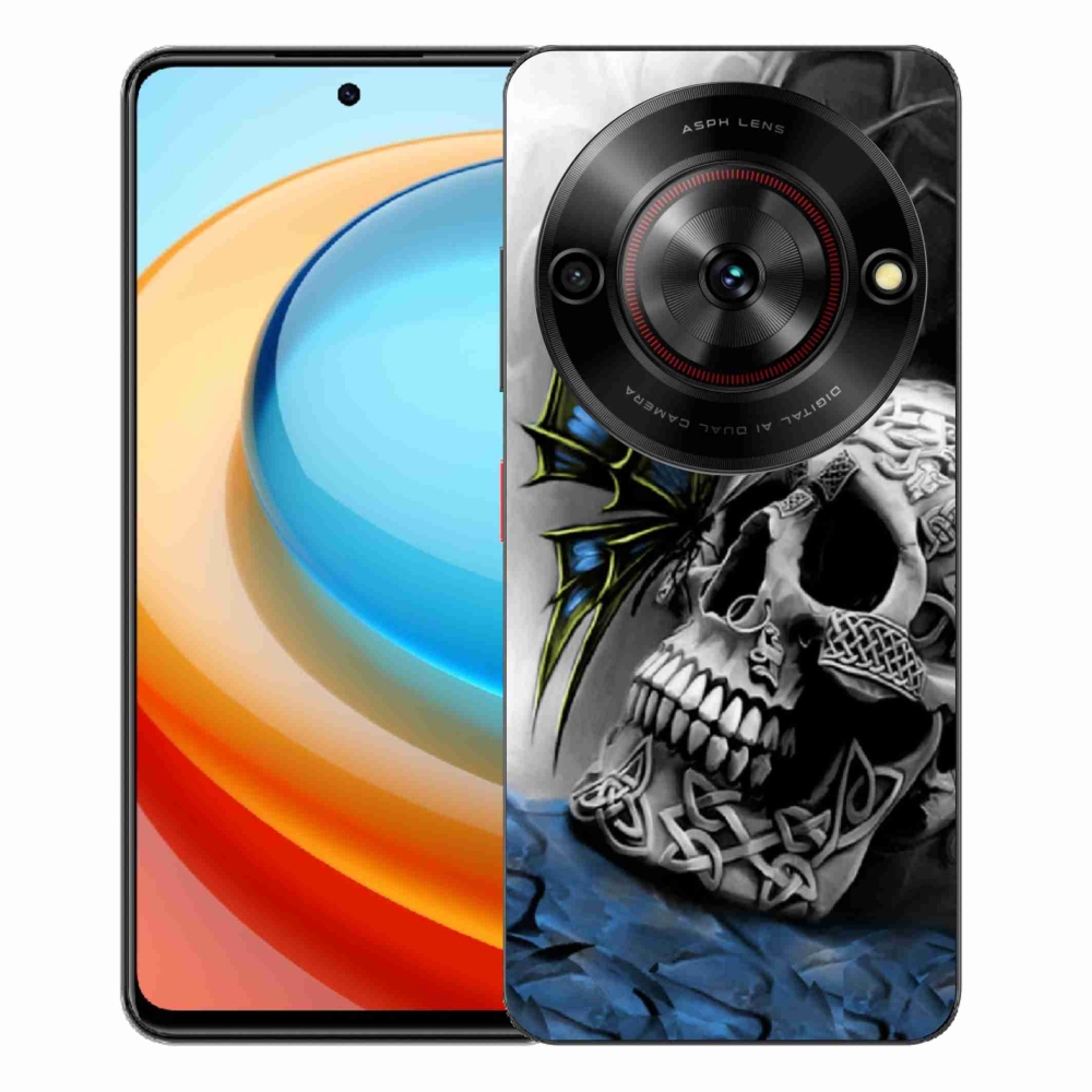 Gelový kryt mmCase na ZTE Blade A75 - motýl a lebka