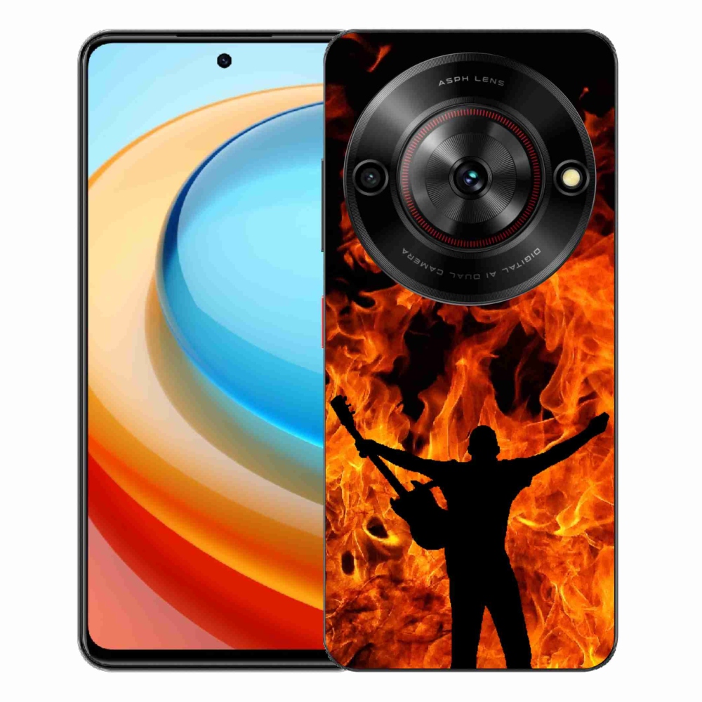 Gelový kryt mmCase na ZTE Blade A75 - muzikant a oheň
