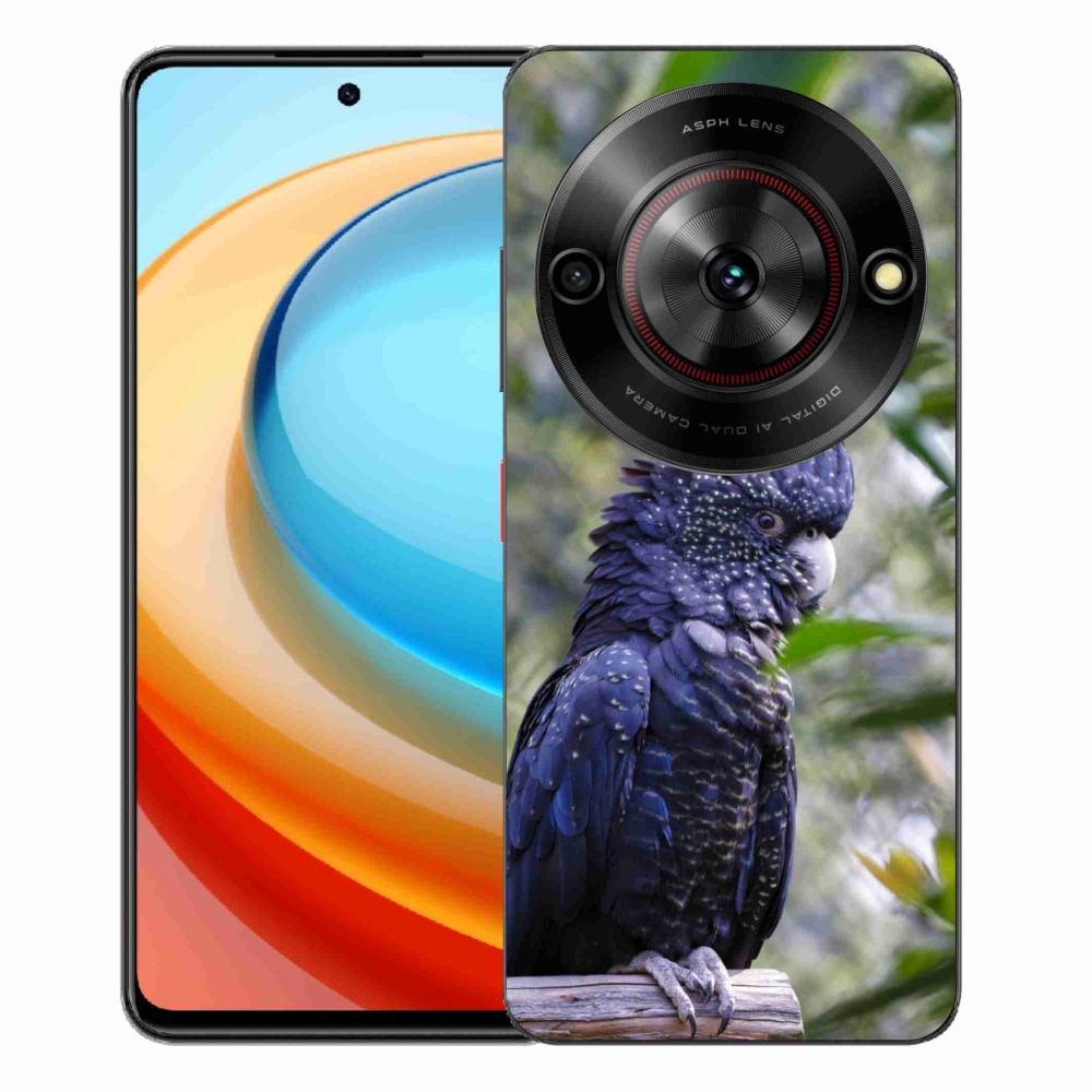 Gelový kryt mmCase na ZTE Blade A75 - papoušek kakadu černý